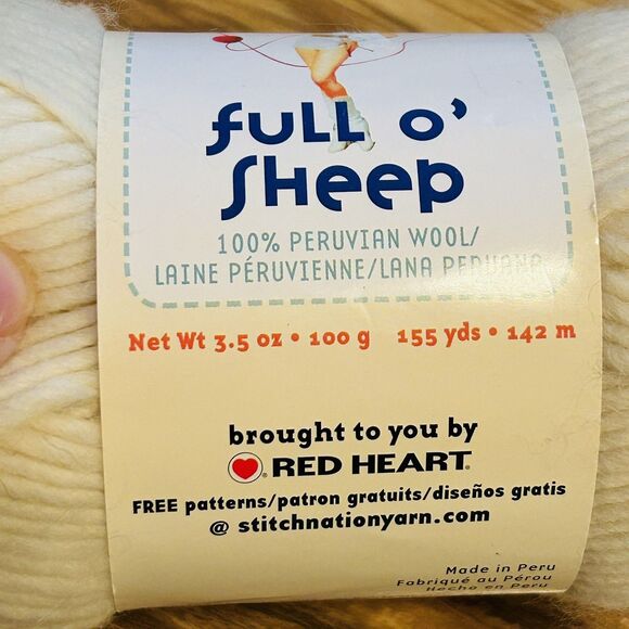 Full O' Sheep Wool Yarn Little Sheep White 2205 155 Yards Peru Lot of 4 - Picture 3 of 5
